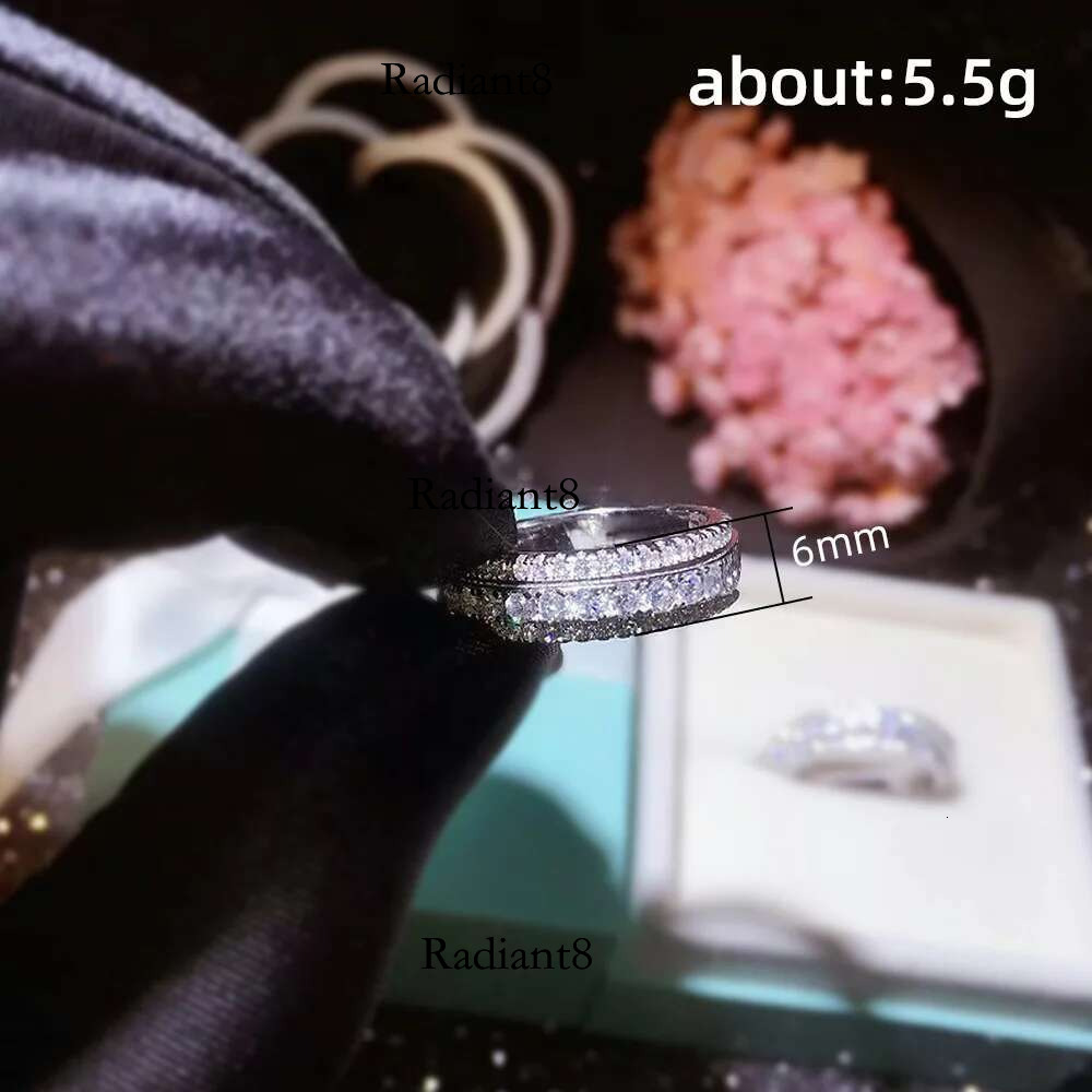 6mm Wide Moissanite Wedding Solid Sterg Sier Ring Eternity Band Engagement Rings for Women Wholesale Gifts