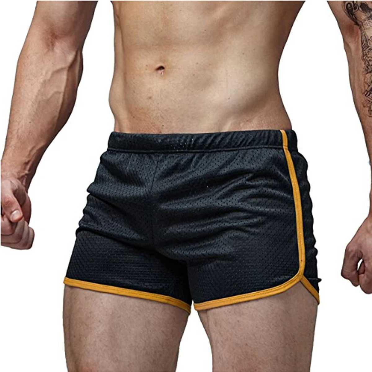 Quick Dry Shorts Beachwear Workout Gym Sports Running Fitness Casual Elastic Drawstring Mesh Shorts For MenT250304