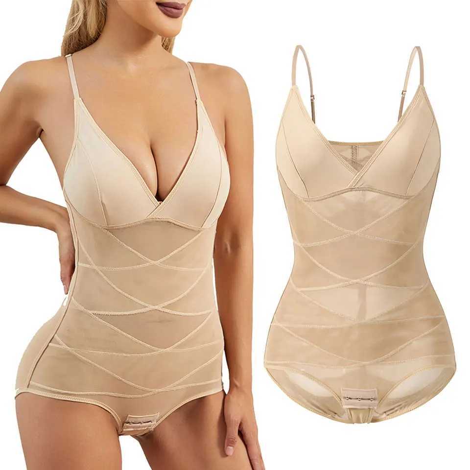 Womens shapewear cross compression abs shapewear underwear weight loss shapewear top deep V full shapewear abdominal controlXJ250304