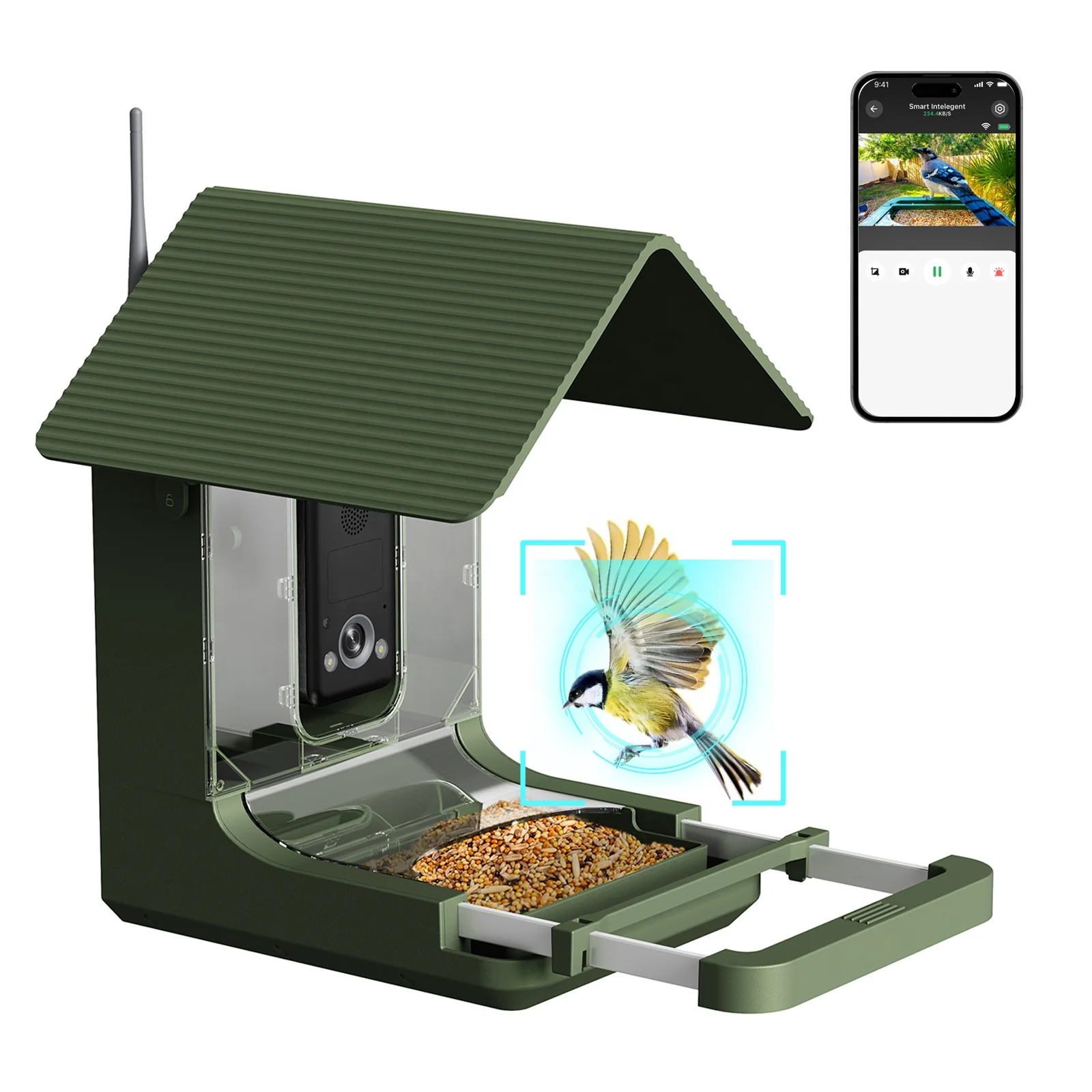 4K High Resolution AI Identification Filter Smart Bird Feeder Camera For Bird Lovers