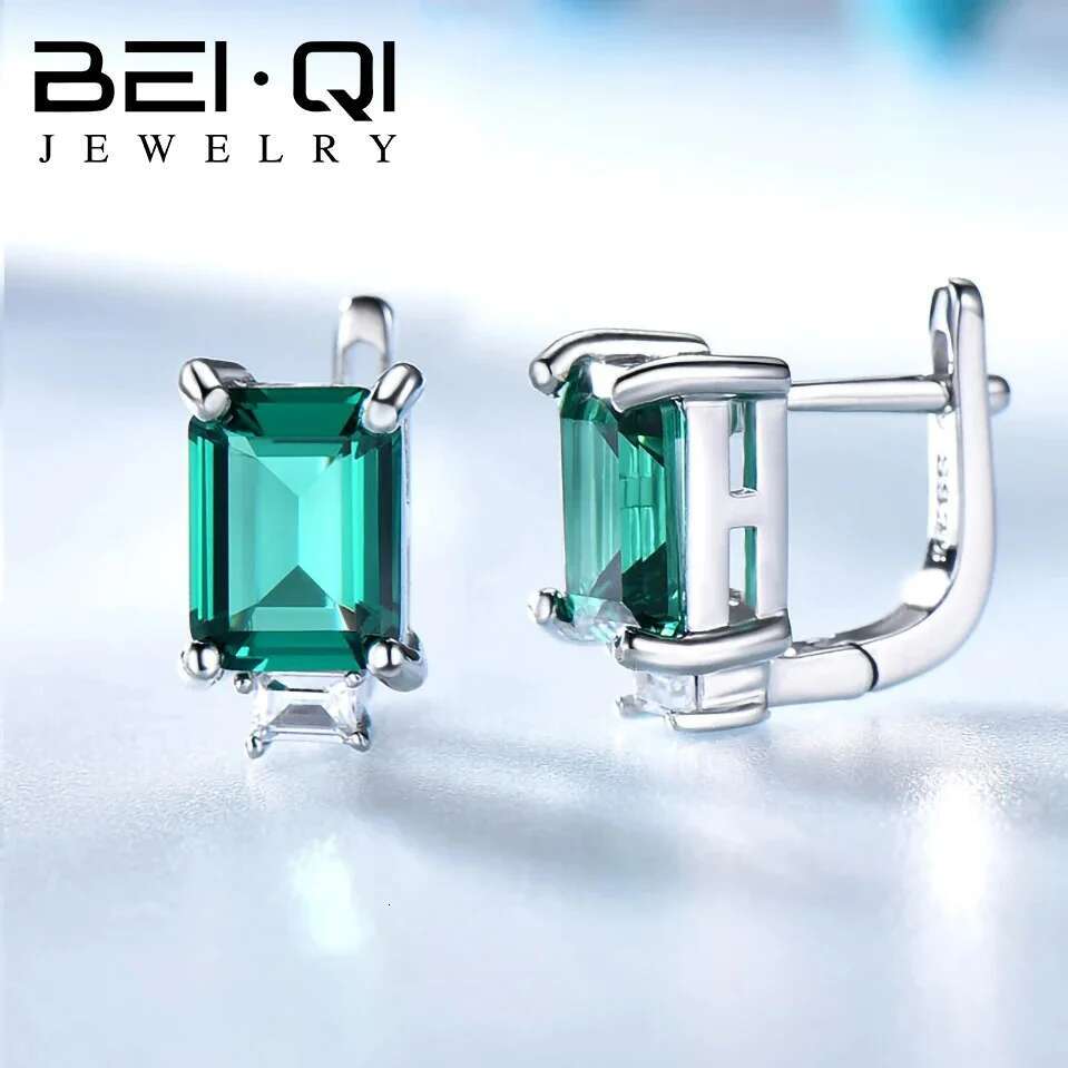 Sterg Sier Clip For Women Natural Gemstone Earrings Blue Pink Emerald Premium Topaz Fine Jewelry Party Gift