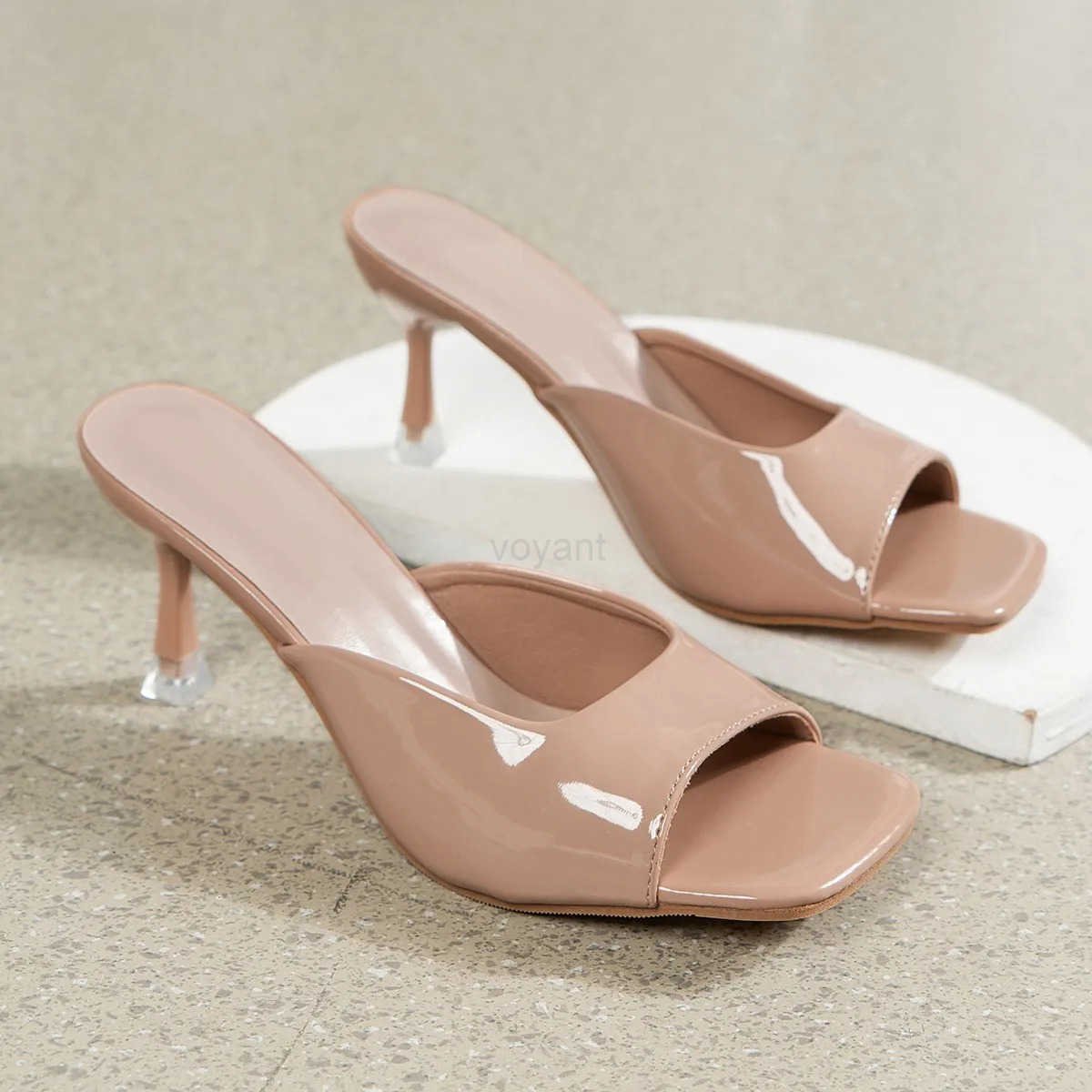 2025 Wen High Heel Sandals Summer New Fi Square Toe Open Toe Wen Elegant Casual Cfortable Black High Heel Sandals Z250304