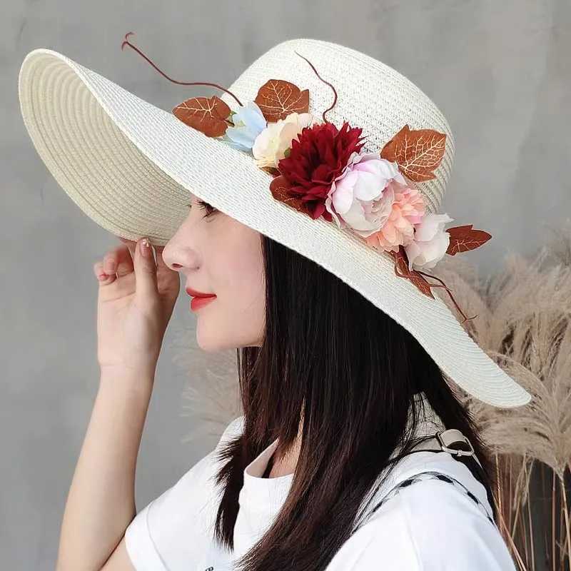 Seaside Photo Beach Str Hat Children Summer Large Brim Sunscreen Shading Simple Fashion Large Brimmed Hat Sun Hat Beach HatXJ250304