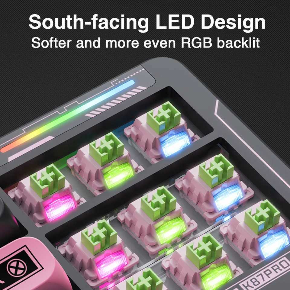 LINGBAO K87 PRO Gaming Mechanical Keyboard PBT Keyboard Cover 3/5-pin Heat Exchanger South RGB Backlight Pad Structure Keyboard Z250304