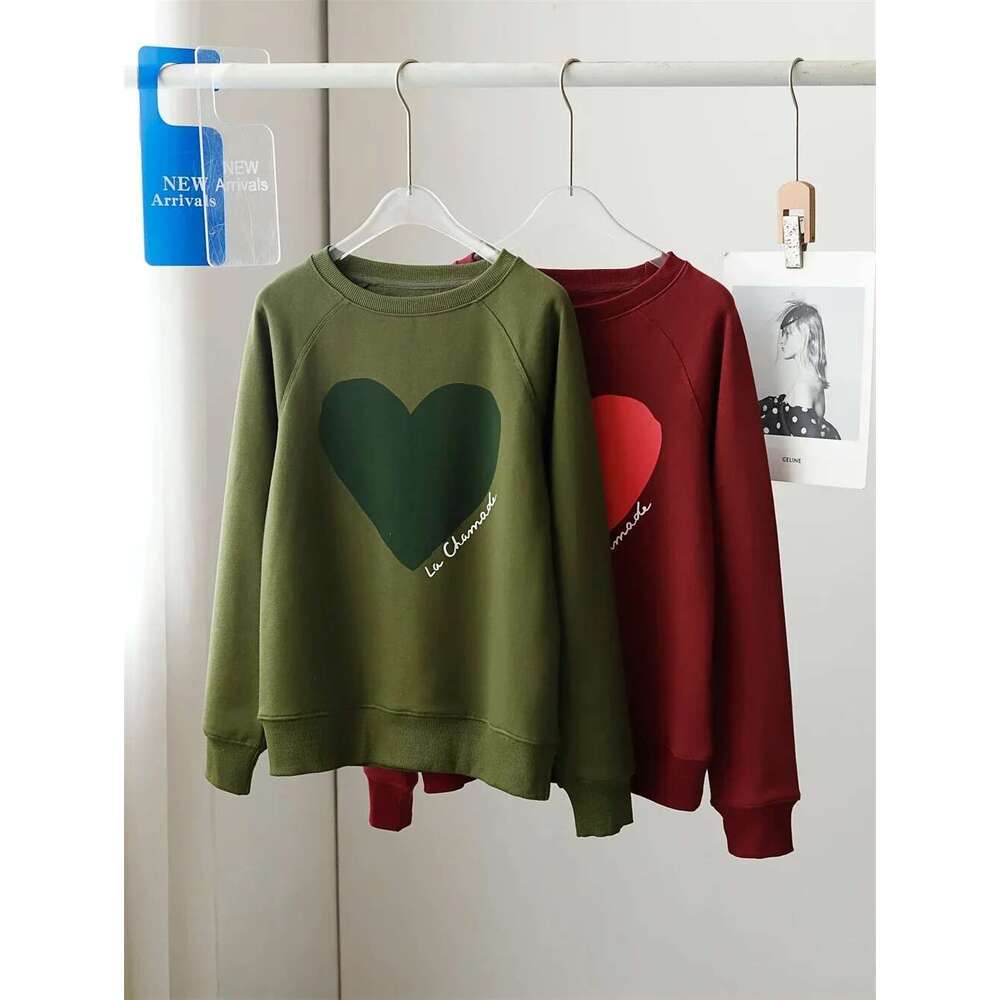 5 Colors Sweatshirt Women's Heart-Shaped Letter Printing Long Sleeve Casual O-Neck Female Pullover 2025 Autumn