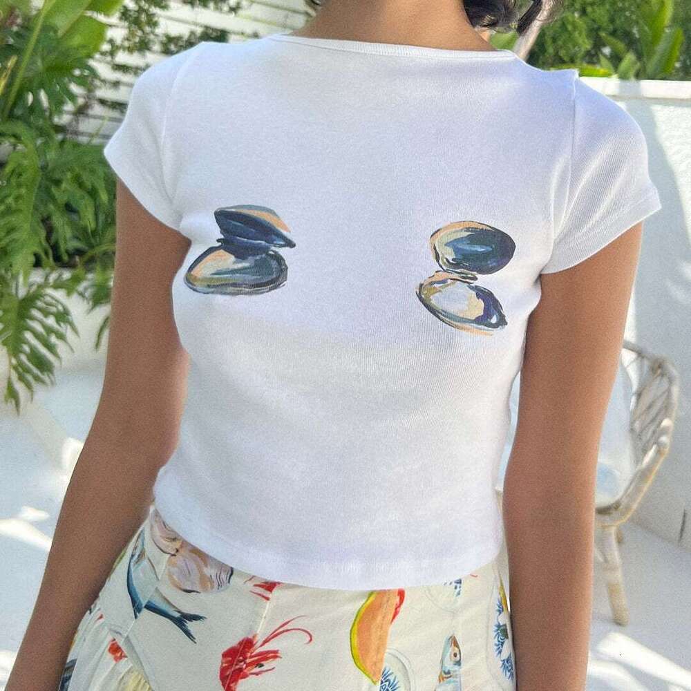 European and American y2k pure cotton women's round neck printed spicy girl short sleeved T-shirt 2025 new casual versatile fashion clothing