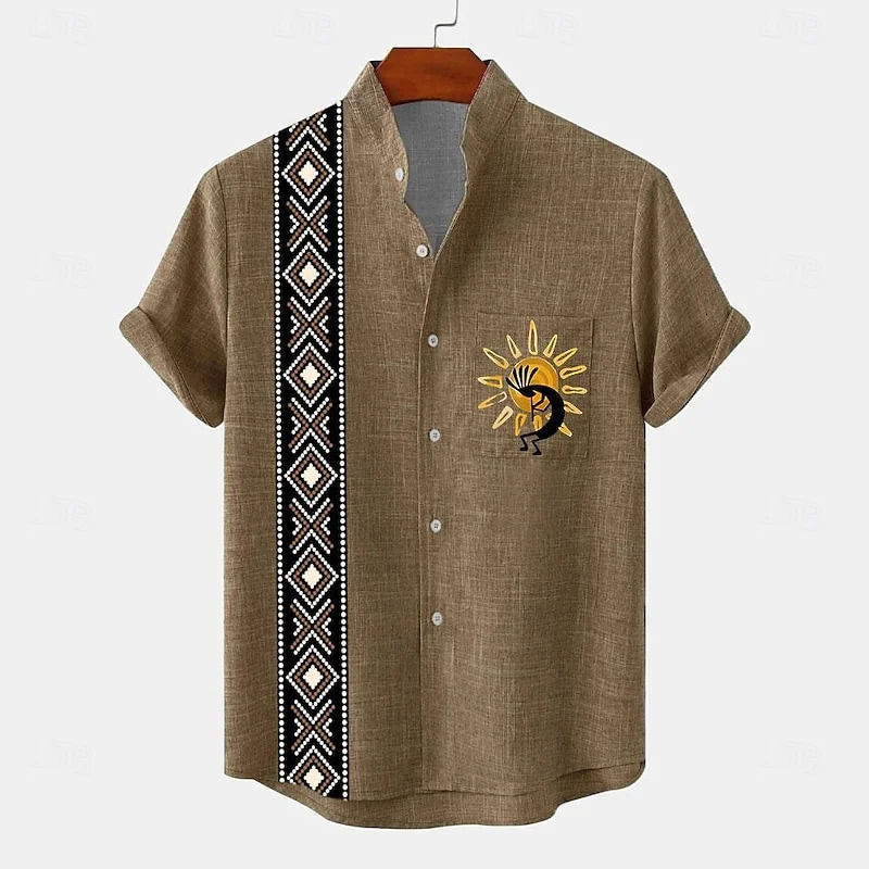Mens fashionable casual shirt button linen blend comfortable daily top short sleeved shirt beach summer shirt 250227