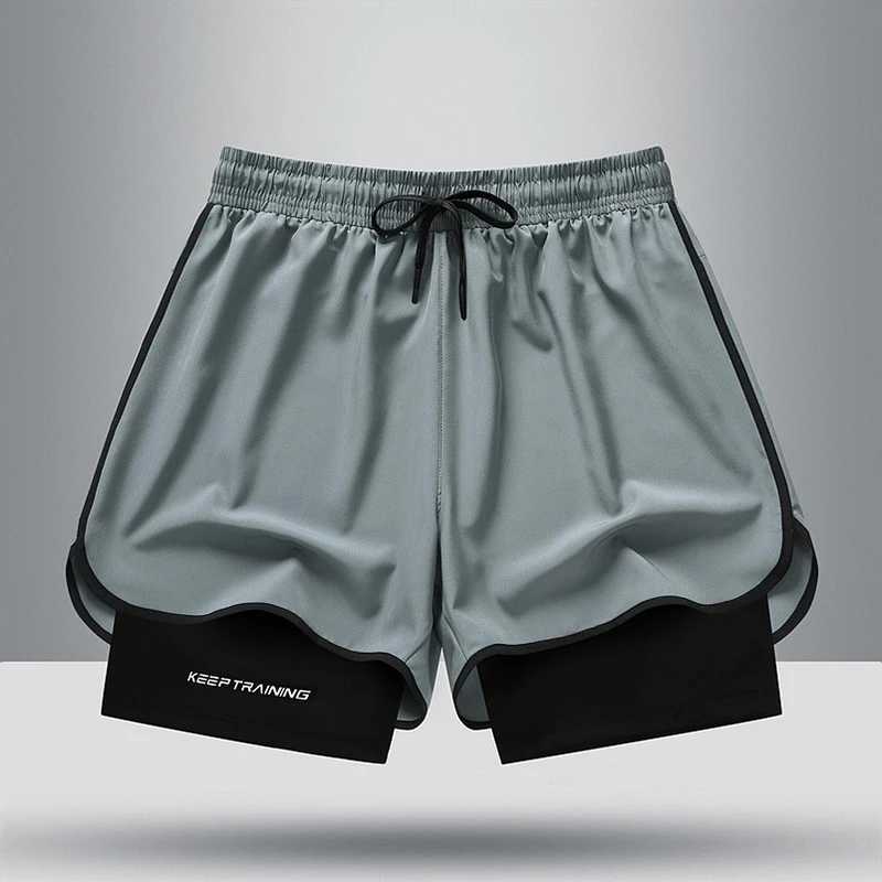 Summer New High Quality Ice Silk Shorts For Sports Quick Drying Fitness Mens Three Piece Running Basketball ShortsT250304