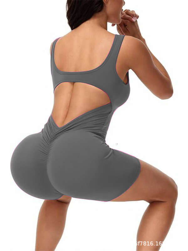 New European and American jumpsuit with no awkward es, hollowed out beautiful back, body training, fiess exercise jumpsuit, women's 2025 new casu