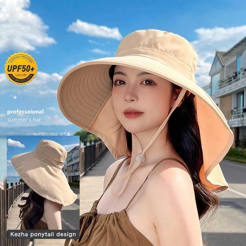 South Korean womens summer sun hat round neck protective sun hat bow hollow breathable fisherman Ms. C tourist visaXJ250304