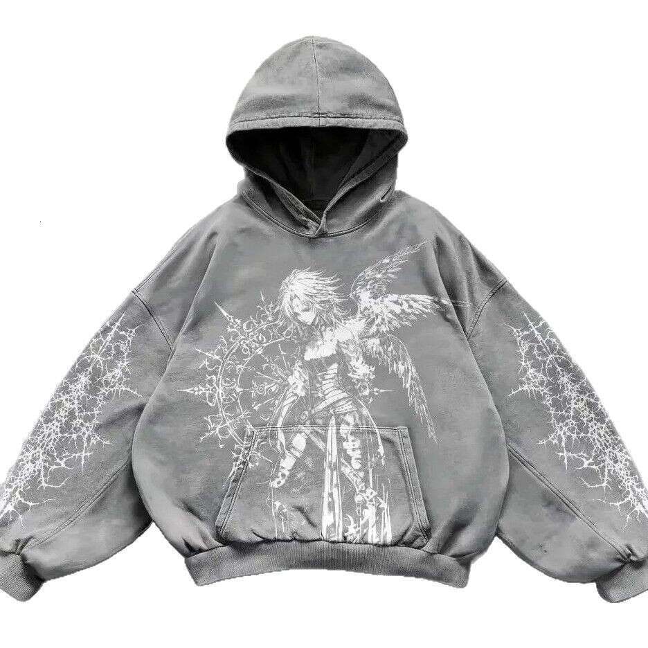 Y2K Punk Digital Printed Casual American Gothic Couple Sports Hoodie