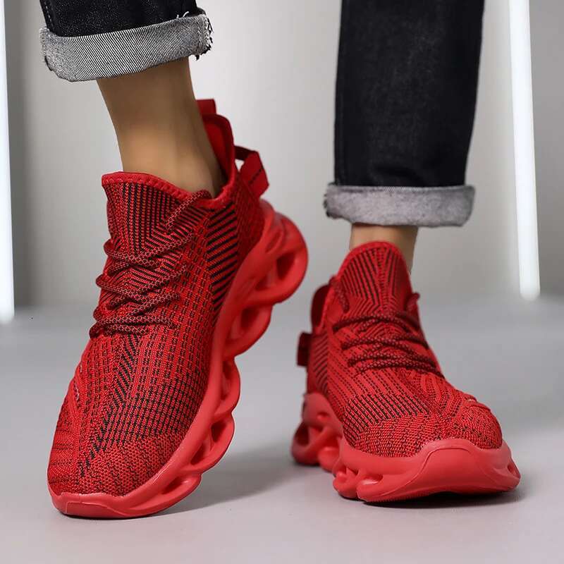 Men Comfortable Sneakers Breathable For Mesh Tennis Sports Running Wag Outdoor Red Flying Weave Women Slip-on Gym Shoes