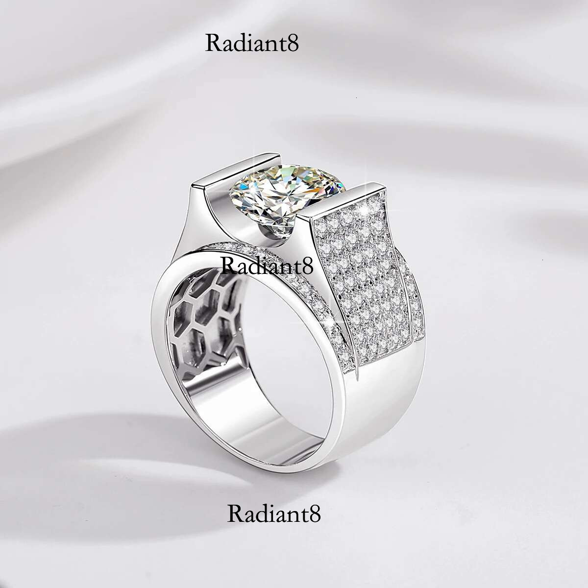 High Quality Real Sier Mens Ring Moissanite 4ct 10mm Round Cut Hip Hop Wedding Jewelry With Certificate Man Engagement Gift
