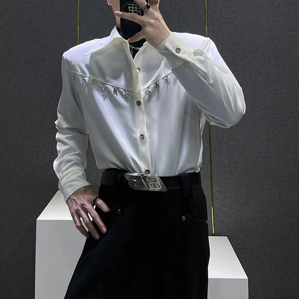 Fashion party dance niche high-end mens clothing summer street trend solid color loose casual Y2k mens clothing 250227