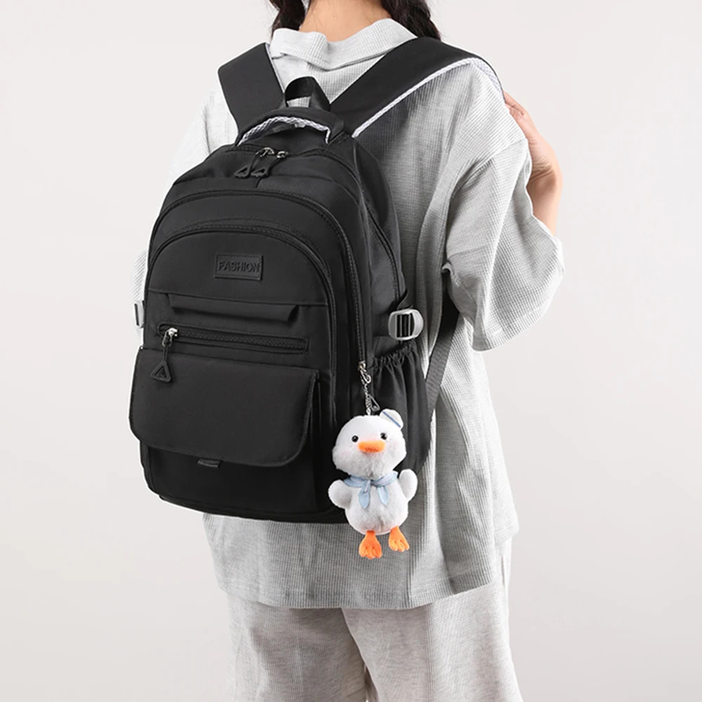 Ship from US College Student Rucksack Large Capacity Travel Bookbags Simple Fashion Waterproof Multifunctional with Pendant for Outdoor Sport 250304FB