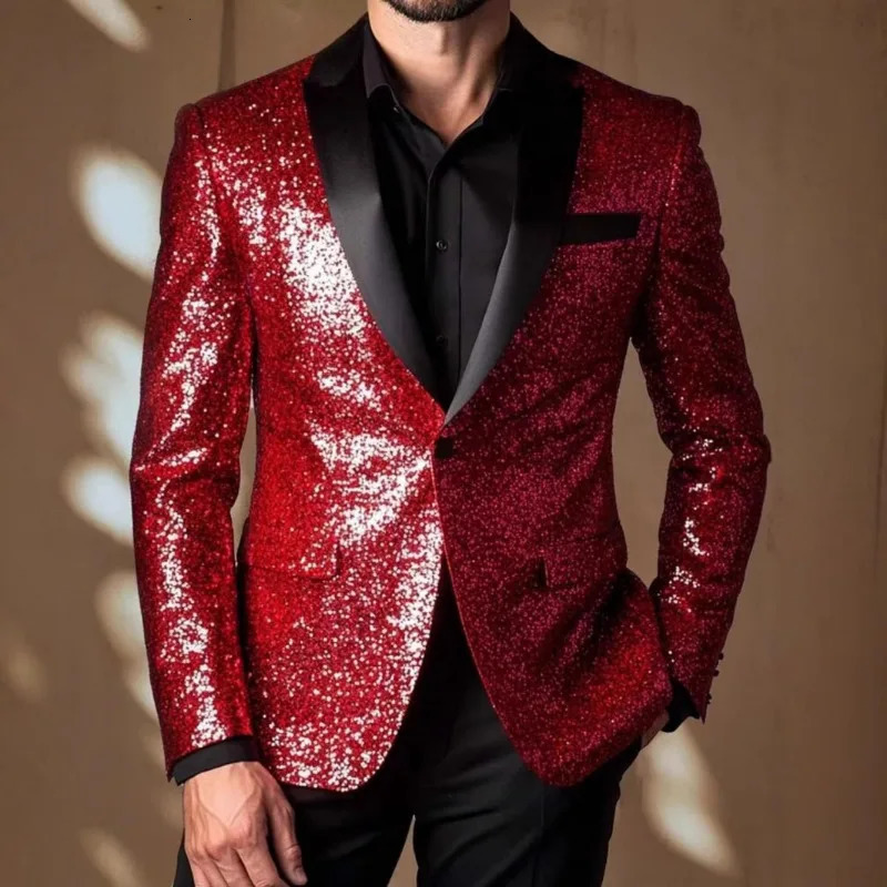 Mens Sequined Suit Party Wedding Show Dress Club Jacket 250304