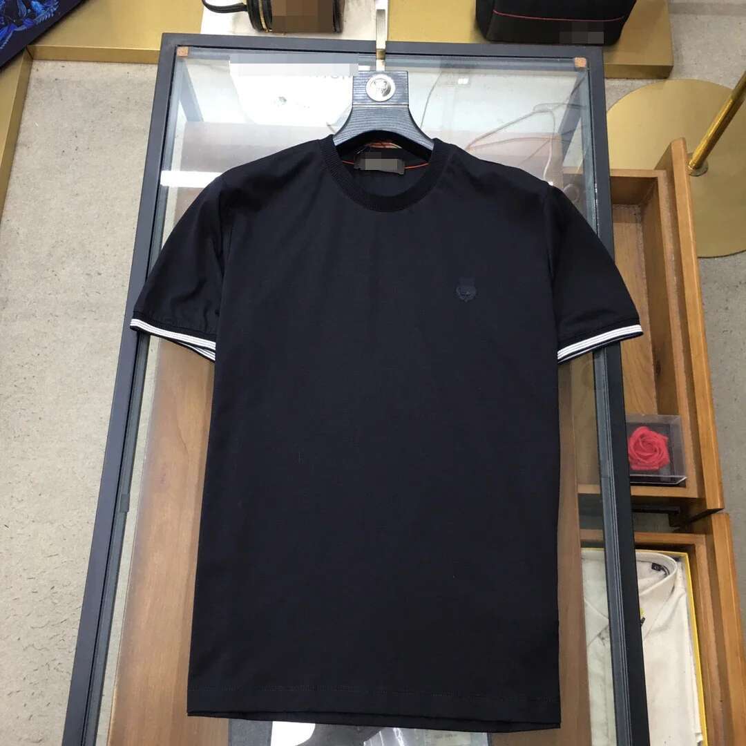 2024 DIKU Men's Early Autumn Round Neck Short Sleeved T-Shirt Woven Cuffs Embellished With Embroidered Design M-2Xl