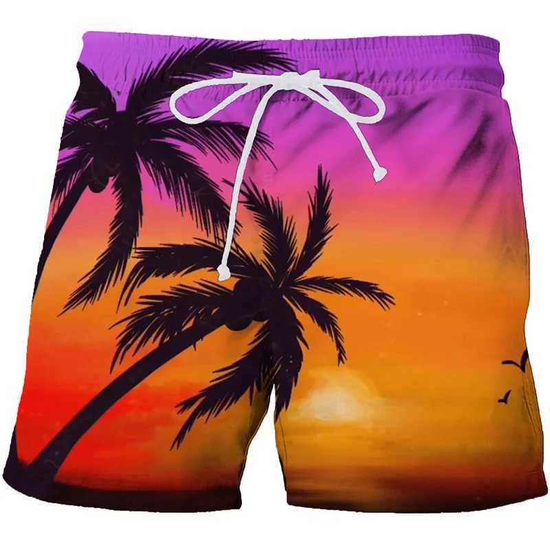 Parrot Palm Cocoanut Tree Beach Shorts Men Summer Short Pants 3D Flora Printed Board Trunks Swimsuit Woman 2023 homme Ice ShortsT250304