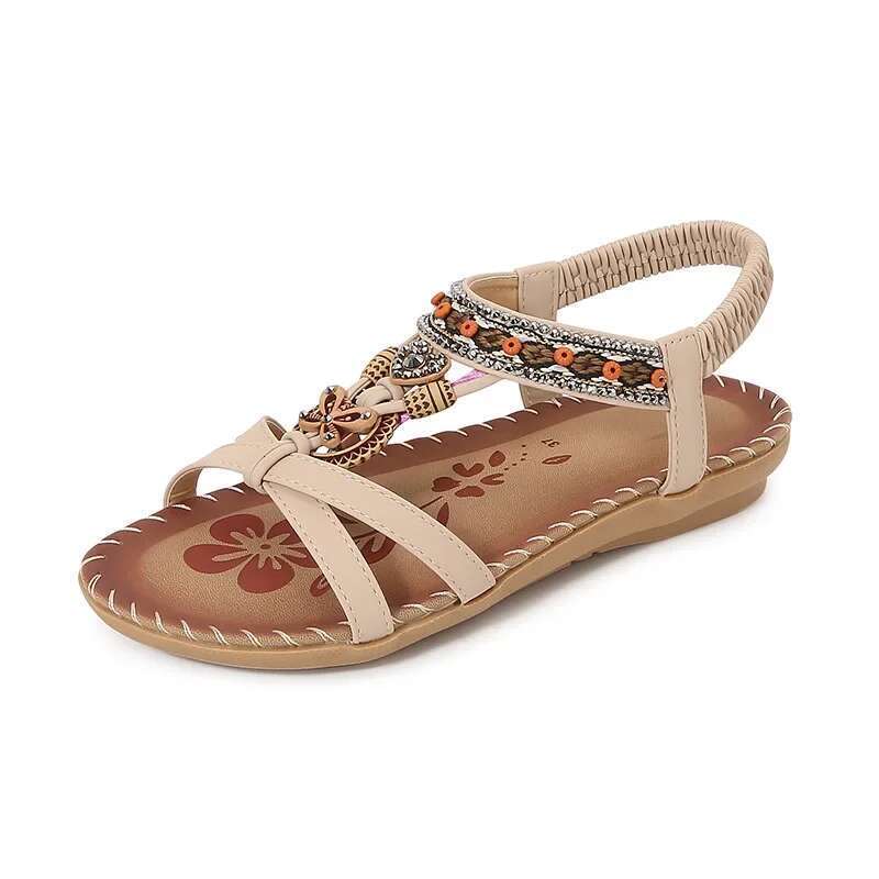 Summer Women Slippers Bohemian Female Fashion Rhies Beach Flats Flip ps Light Weight Girls Flat Roman Sandals