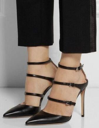 Instagram Fashion Show Stiletto High Heels Black Minimalist Women's Single Sandals Shoes