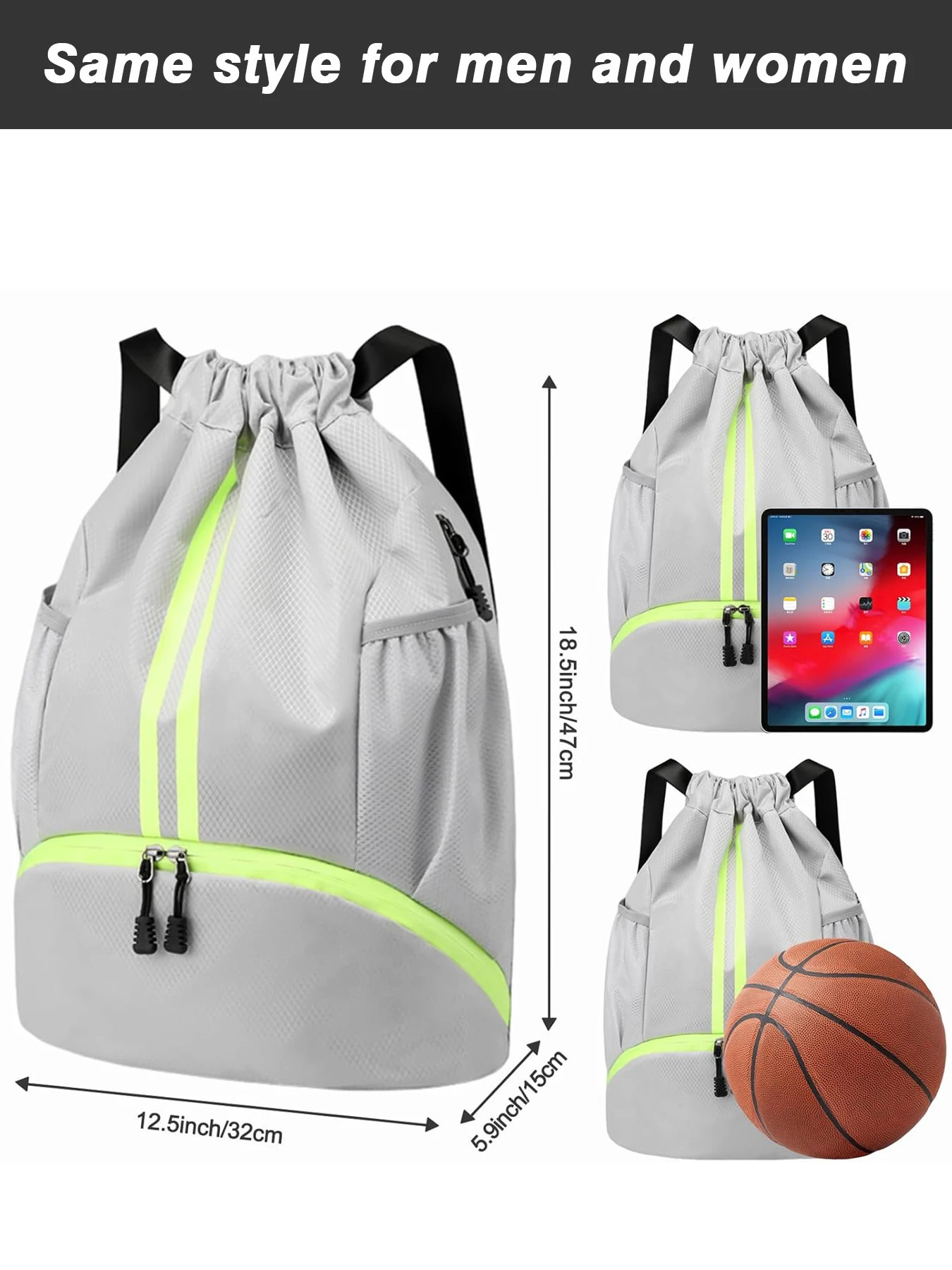 Ship from US Cathsnna fitness backpack drawstring shoulder bag basketball football large capacity waterproof wearable 250304FBB