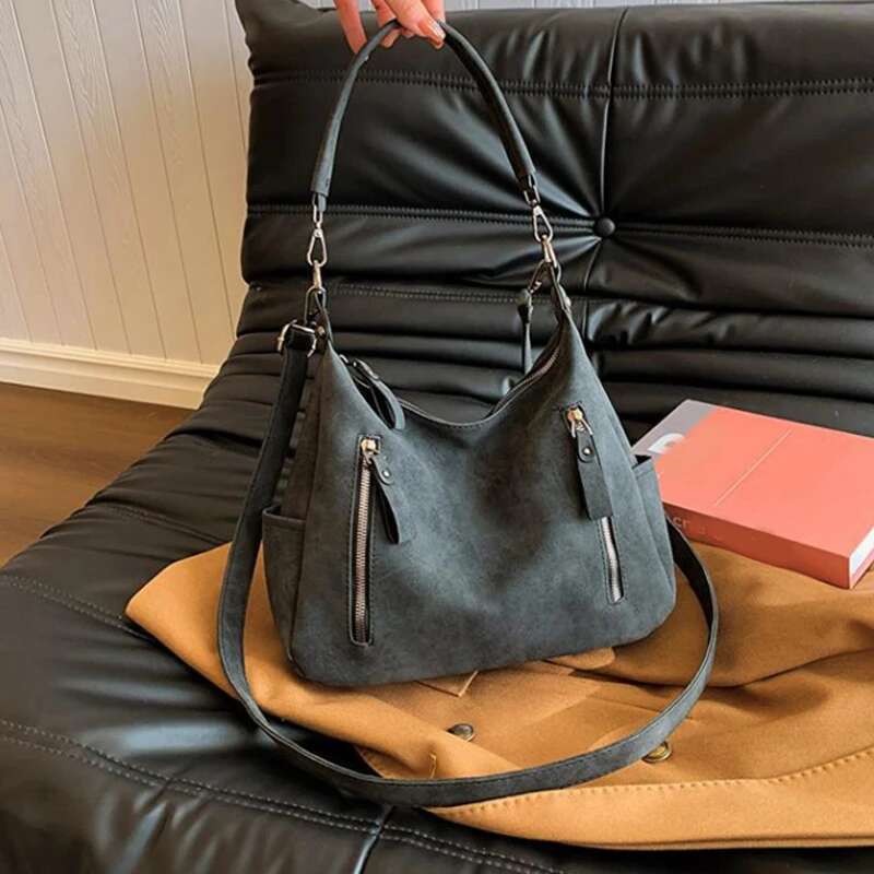 Women Crossbody Bag Designer Oblique Cross Single Shoulder Bag Large Capacity Handbags Retro Matte PU Leather Hobos Purse