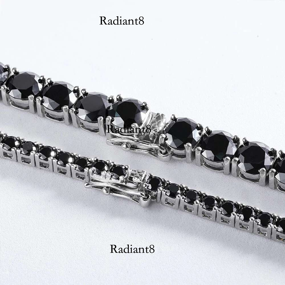 3/4/5/6.5mm Full Black Moissanite Tennis with GRA Sterg Sier Lab Dia Hiphop Necklace Jewelry for Men Women