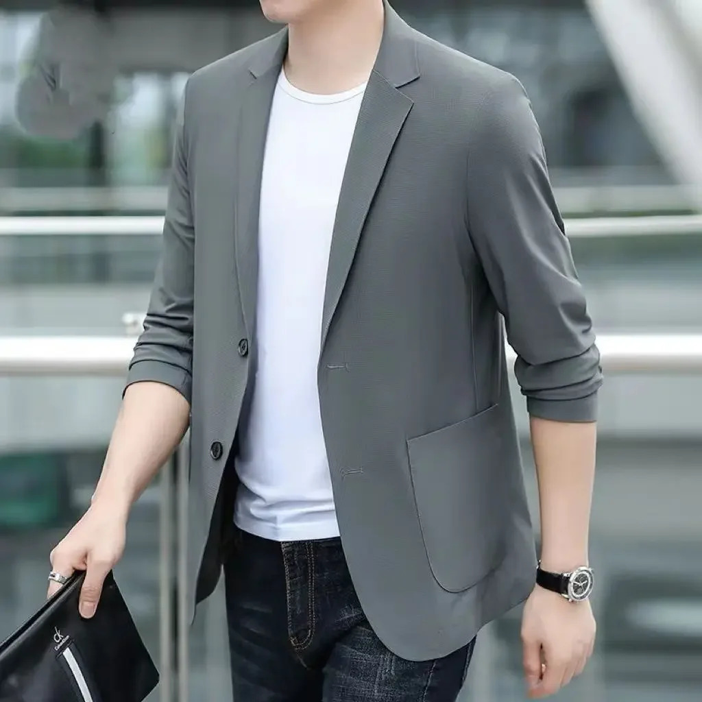 Party Coats Man Suits and Blazers Single Breasted Jacket for Men Black Menswear Summer Simple Clothing in Spring Clothes 250303