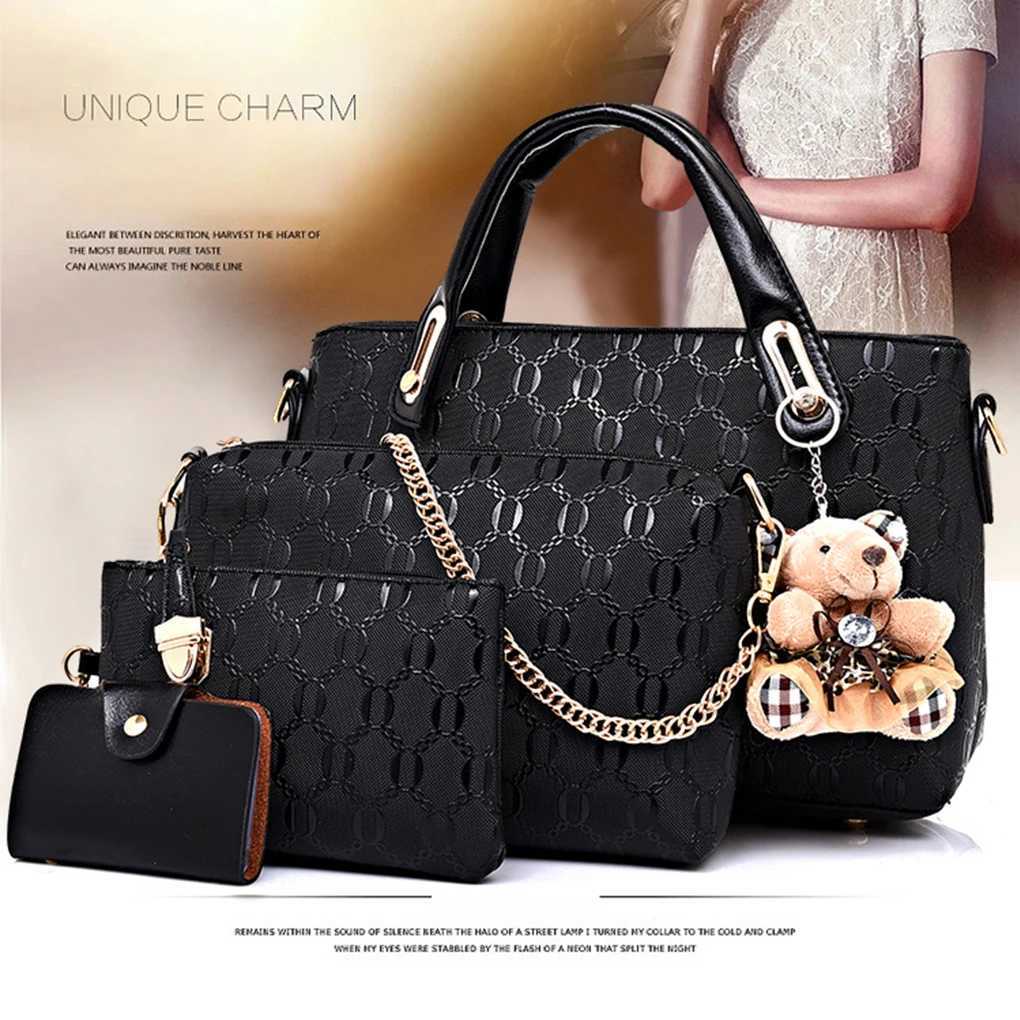 4pieces Classic Handbag For Ladies Large Capacity And Durable Versatile Handy Bags For Women Purse red Z250303