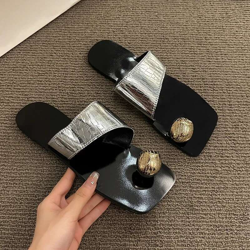 Summer Women's 2025 New Fashion Open Toed Outdoor Flip-ps Female Non-slip Solid Beach Slippers atos De Mujer