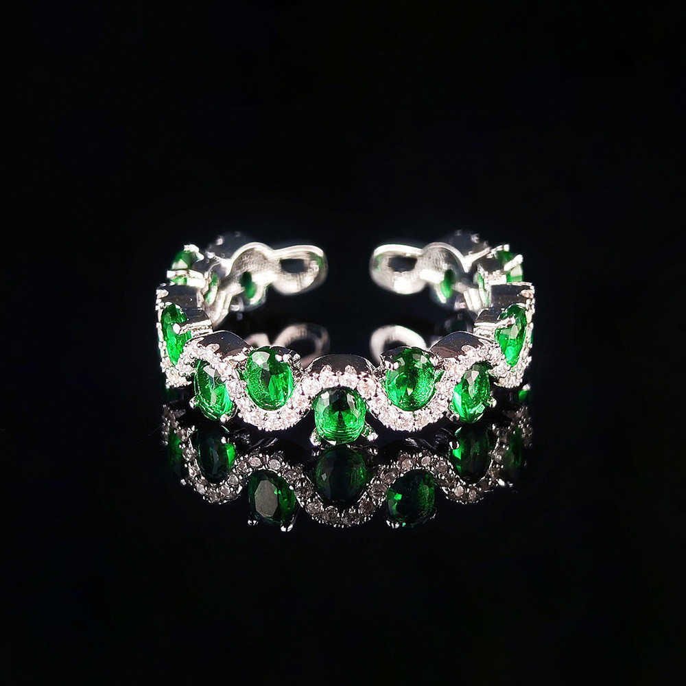 Couple Rings Fashionable new green zircon ring with high appearance simple and elegant temperament r8417 H25303
