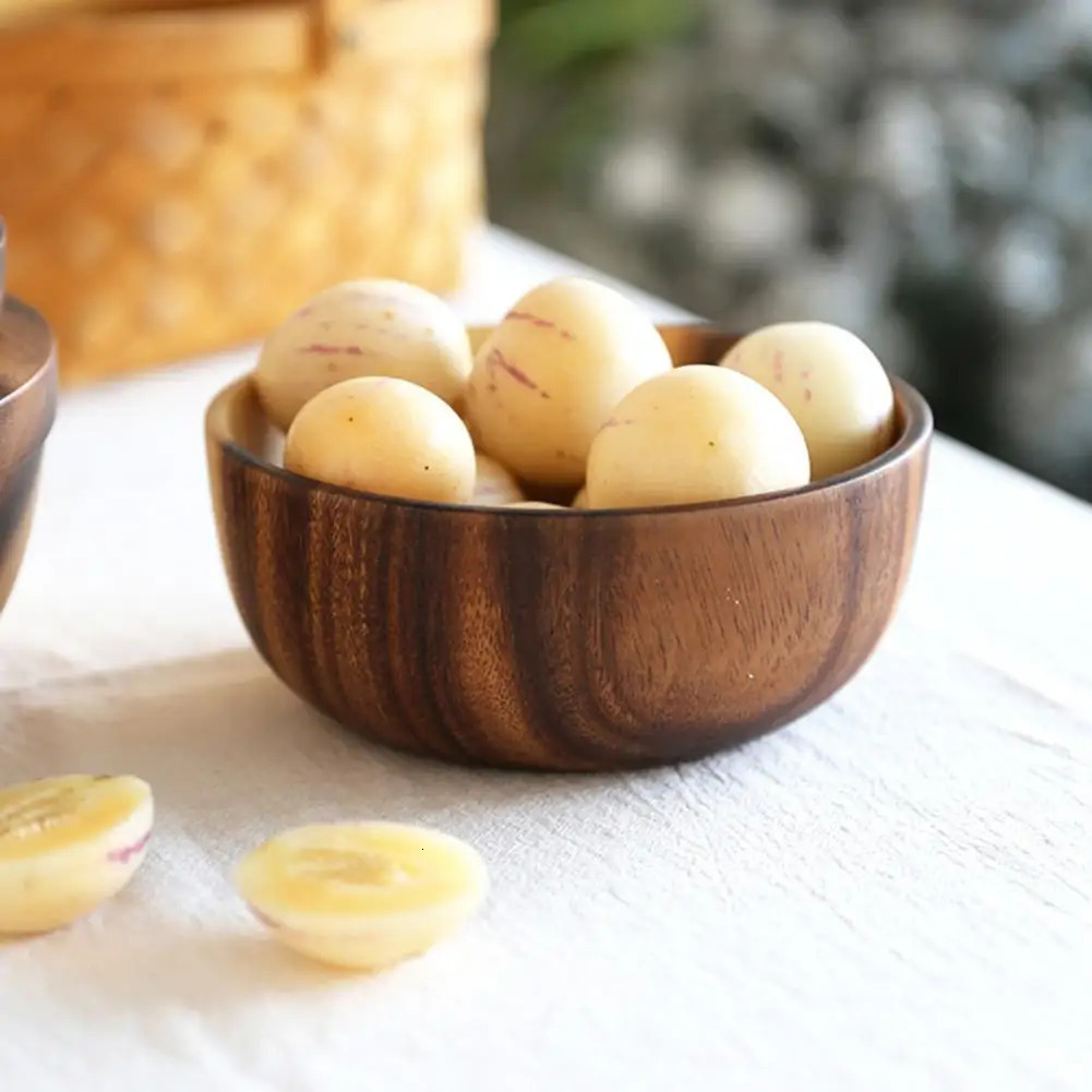High quality environmentally friendly polished salad bowl practical Japanese wooden soup kitchen supplies 250303