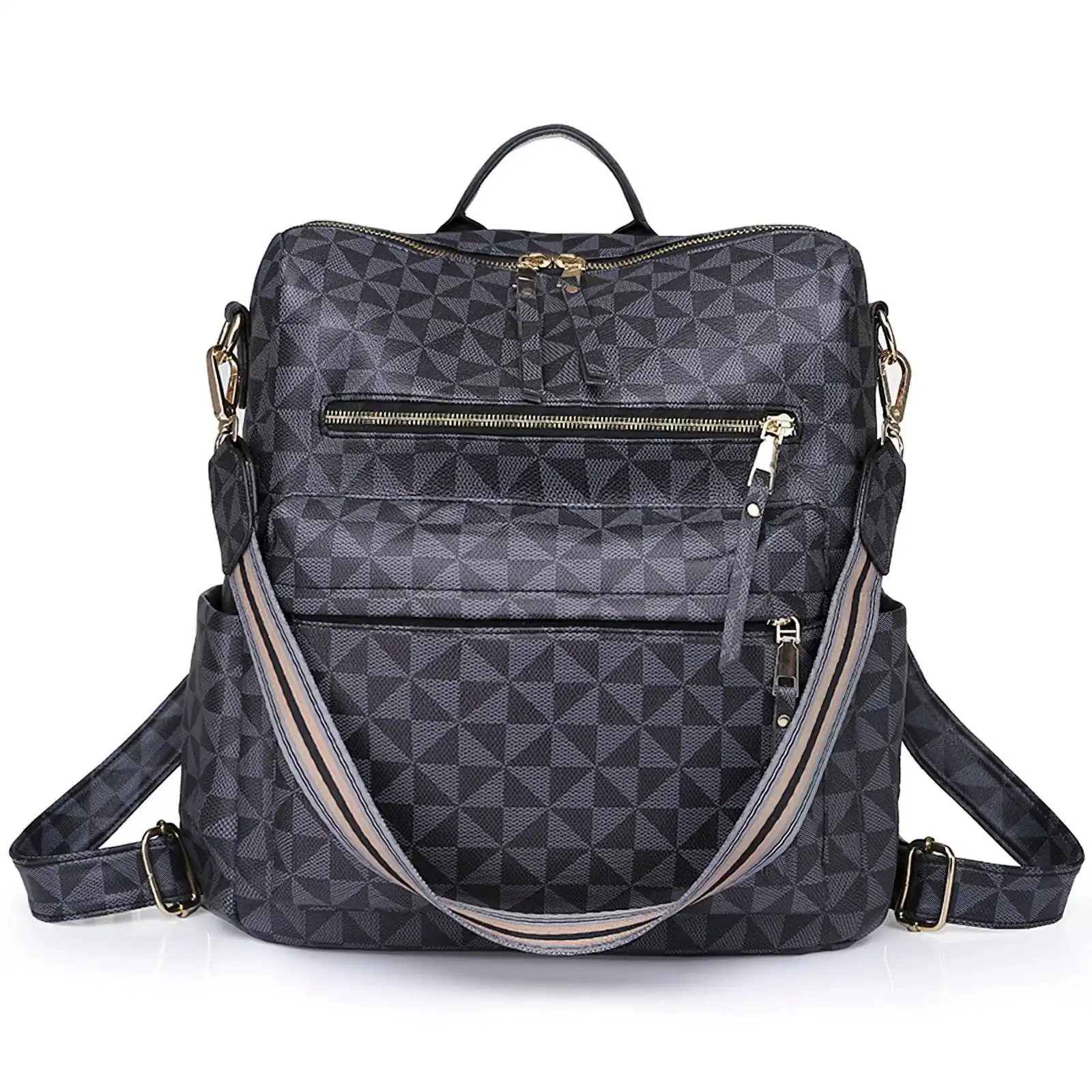 Ship from US Womens Backpack Purse Leather Travel Fashion Convertible Large Ladies College Shoulder Bag 250304FBB