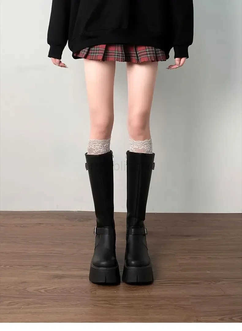 2024 Spring and Autumn Cfortable Waterproof Platform Beautif Casual Boots Fairy Style Knight Boots Edition Anti slip Boots Z250304