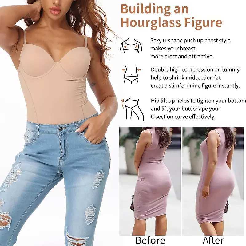 Female abdominal control shaping tight fitting waist trainer Fajas one-piece bra jumpsuit top slim fitting underwearXJ250304