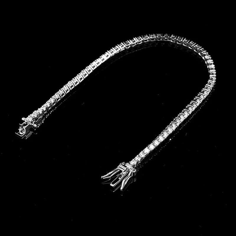 NeeTim 2mm D Color Moissanite Tennis Bracelet Sterg Sier with White Gold Plated Bracelets for Women Pass Dia Tester