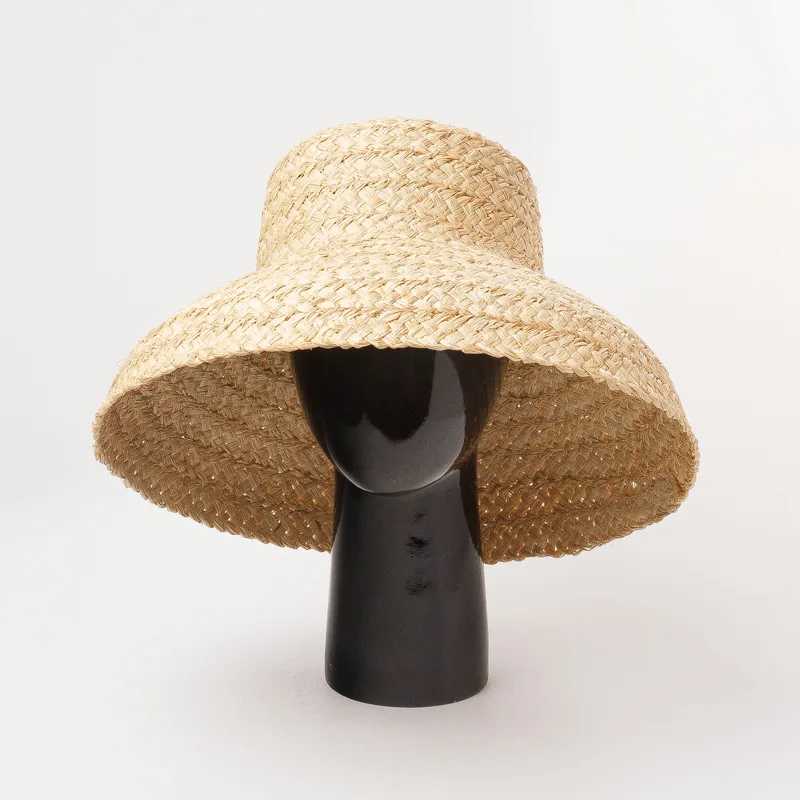 New Fashion Women Wide Brim Raffia C Women Vacation Beach Hats Flat Top Str Hat Summer Sun C Ladies UV Bucket HatXJ250304