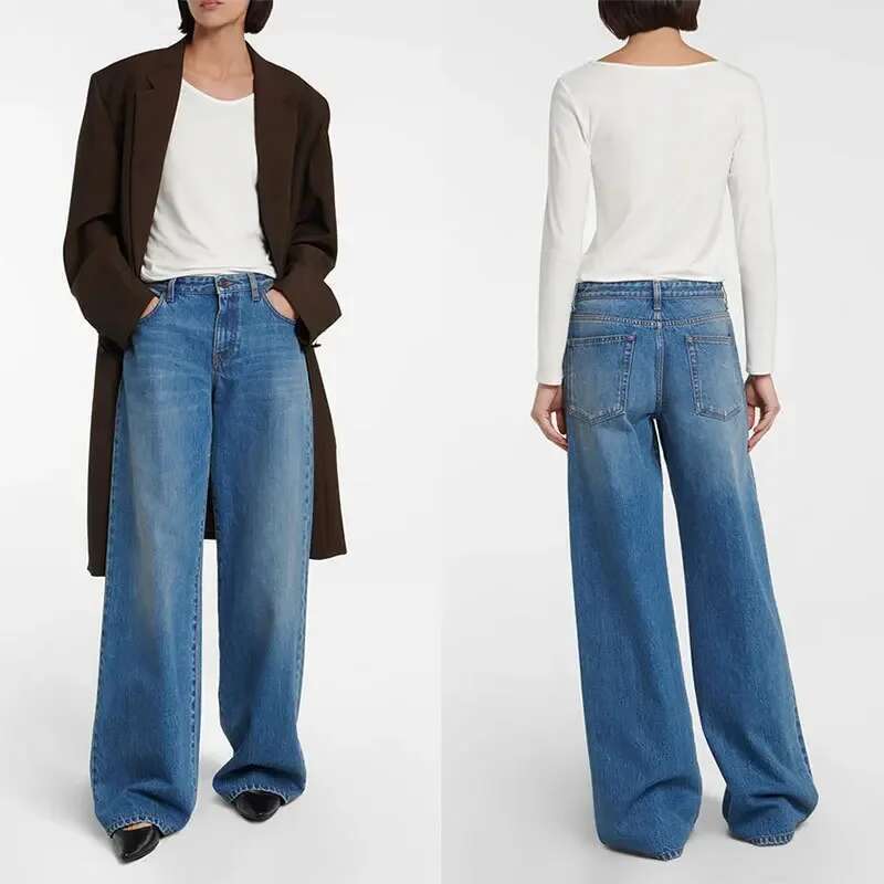 New Autumn Wide Leg High Waist Loose Denim Trousers For Women