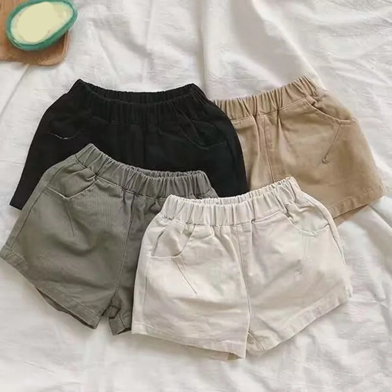 Boy Short Pants for Toddler Kids Childrens summer Clothes Baby Boys Shorts Solid Khaqi Biege 250304