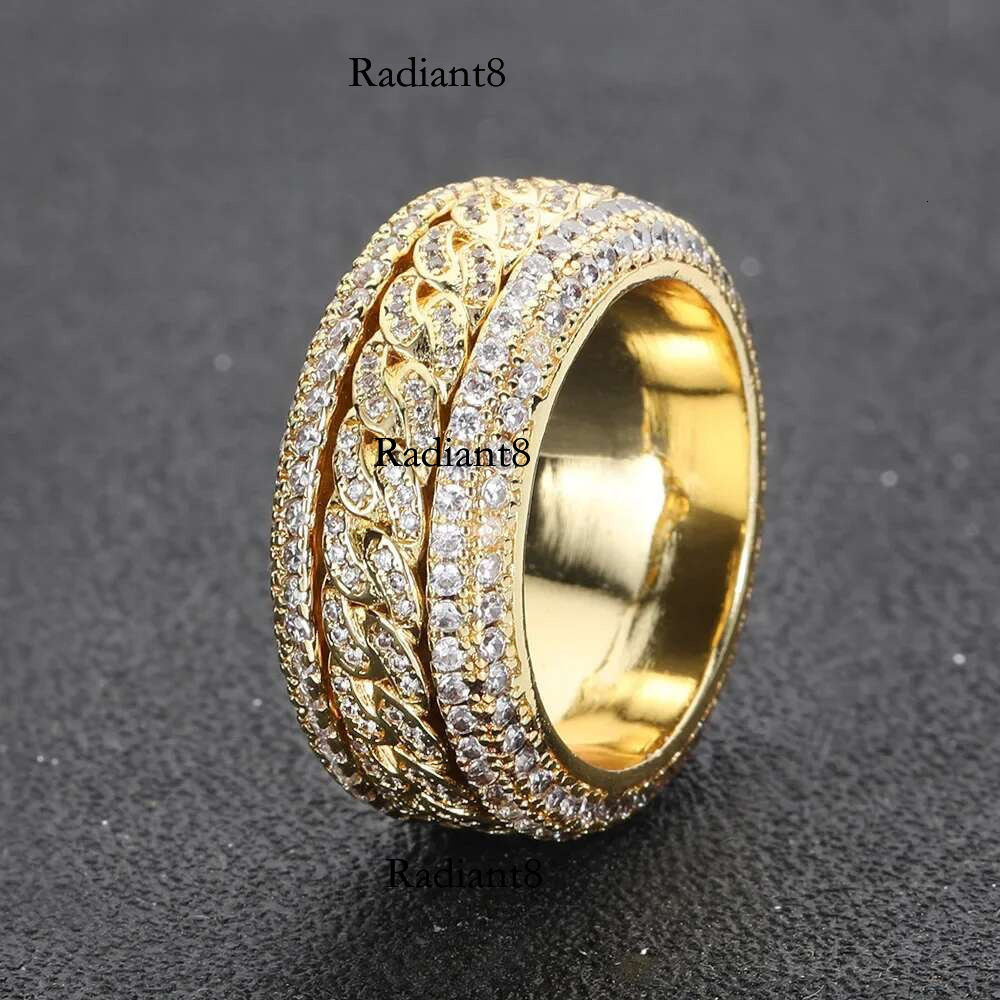 Moissanite Dia Shape Cuban For Men S Sterg Sier Gold Rings 3 Layers Hip Hop Goregous Sparkg Jewelry