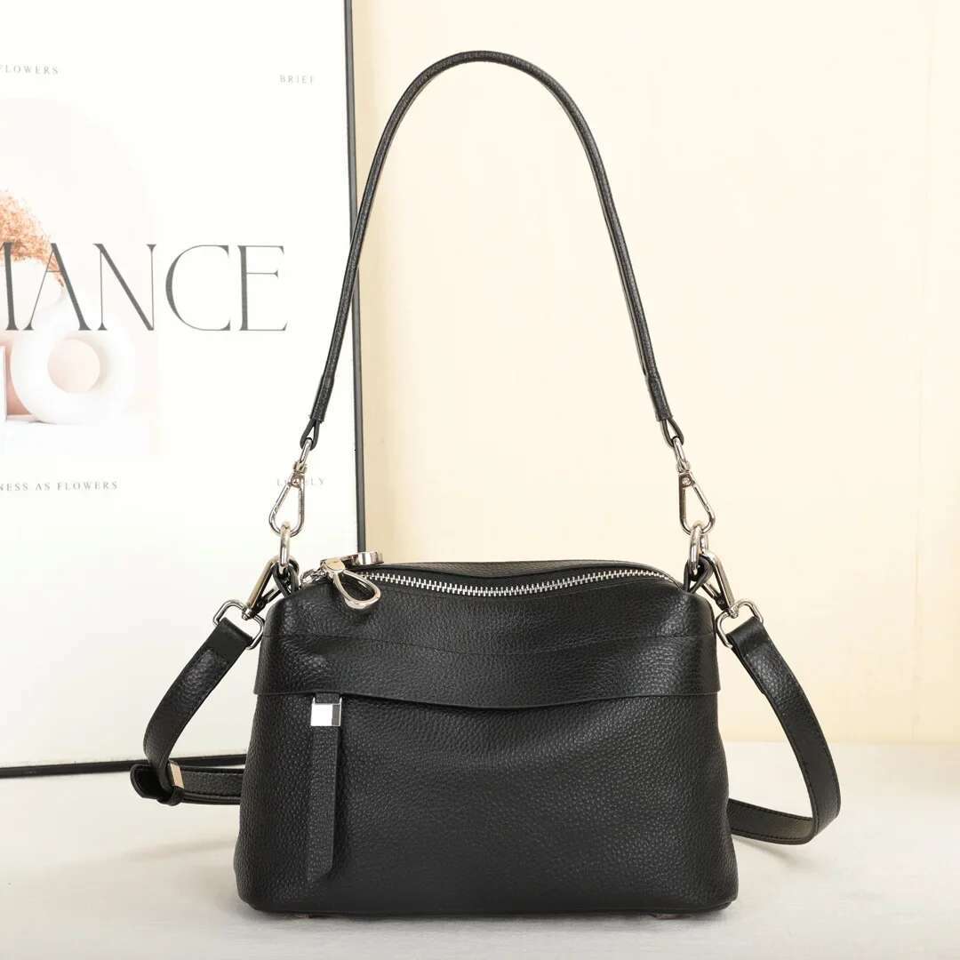 Head Layer Cowhide Leather Women's Shoulder Crossbody Large Capacity Multi Compartment Handbag Casual Practical Armpit Bag