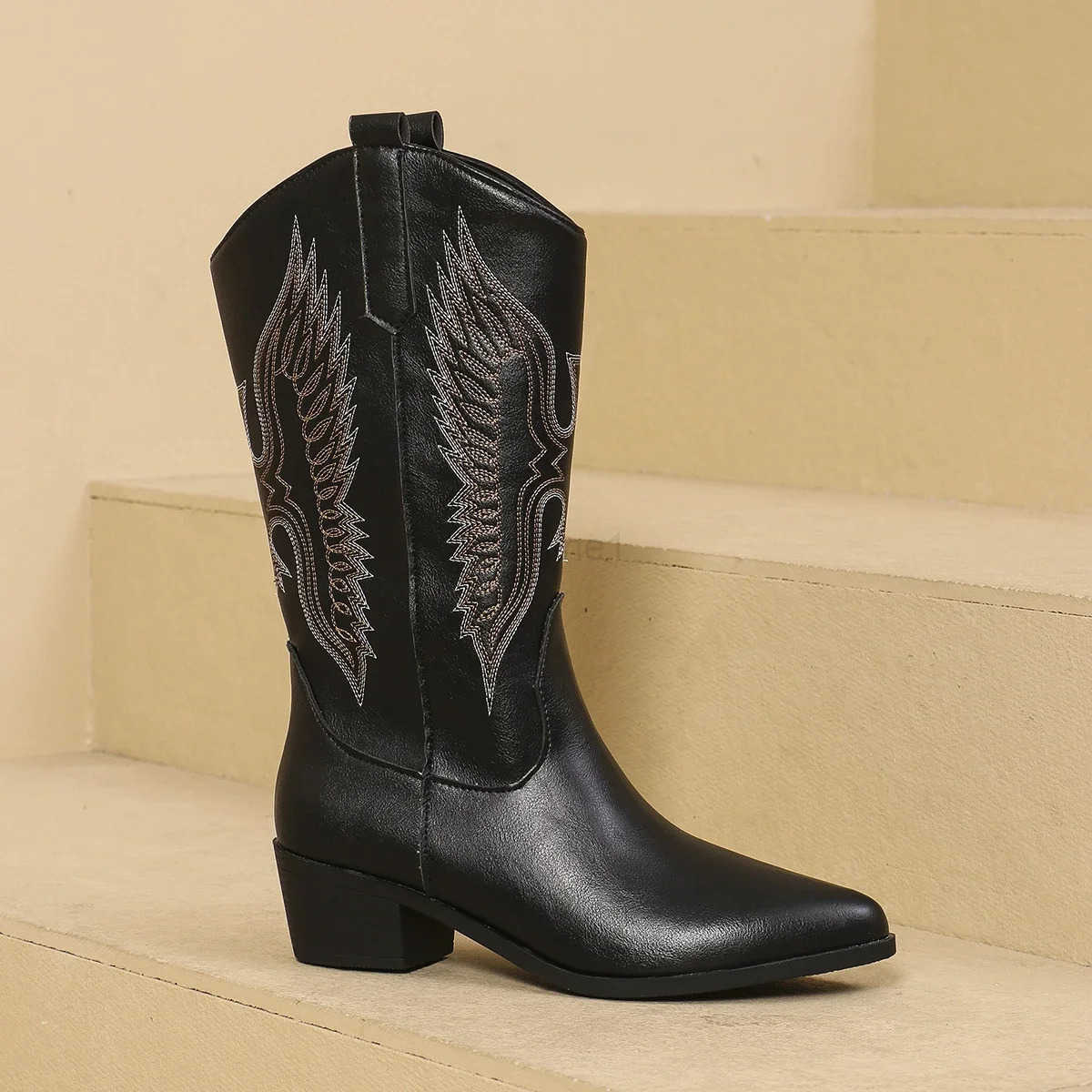 Cowgirl High Knee Boots New Trend Wedge H Embroidered Winter Shoes for Wen White Red Cowgirl Cowboy Boots Z250304