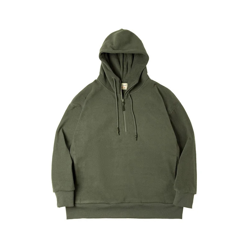 Maden doublesided polar wool sweatshirt mens thick hooded autumn and winter solid color direct matching jacket 250304