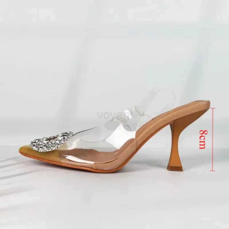 Pointed Wen Shoes for Work Party High H Summer 2025 Ladies Sandals Shallow Sexy Transparent Fem Cryst Stiletto Z250304