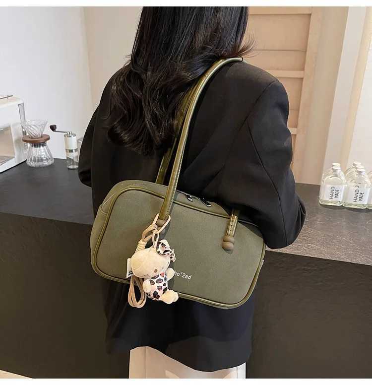 Brand Designer Faux Suede Womens Shoulder Bag Retro Cartoon Pendant Crossbody Bag Pillow Bowling Handbag Y250303
