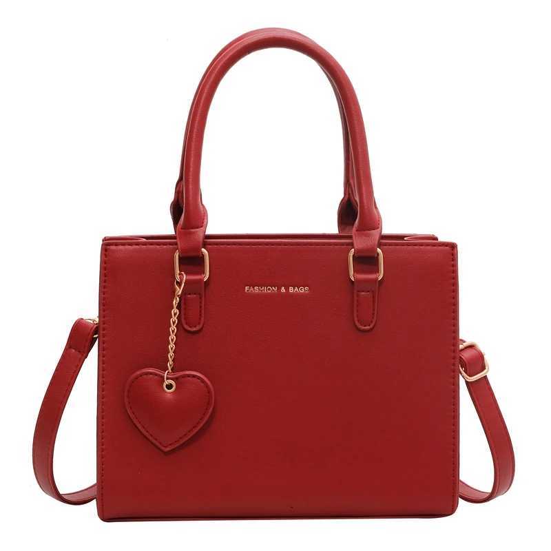 Red PU Cross Body Bag 2023 Womens PU Soft Leather Zipper Love Pendant Luxury Shoulder Bag Casual Fashion Wedding Party Handbag Z250303