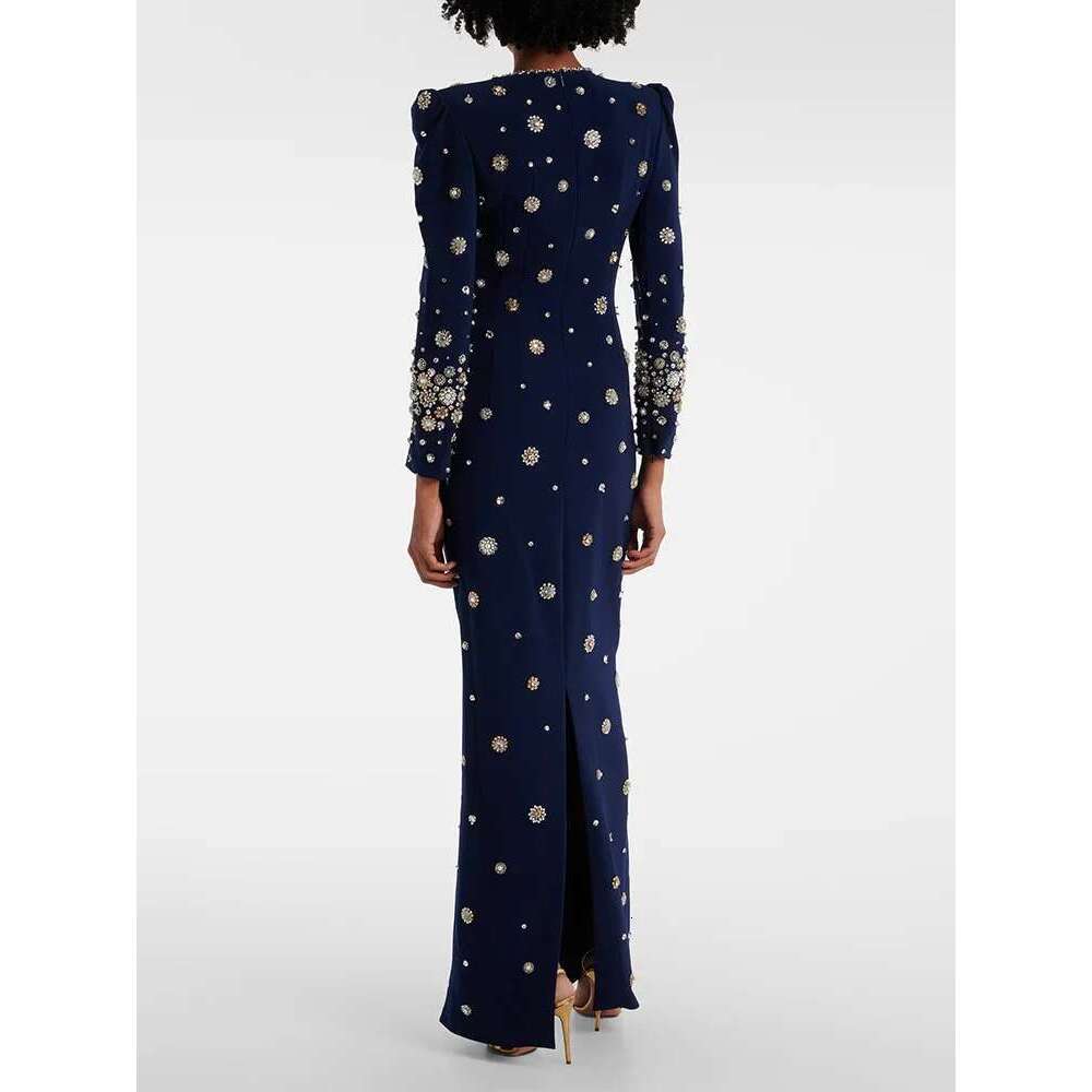 HIGH STREET Newest Fashion 2024 Designer Party Vestido Women's Formal Sleeve Urious Beaded Long Maxi Dress