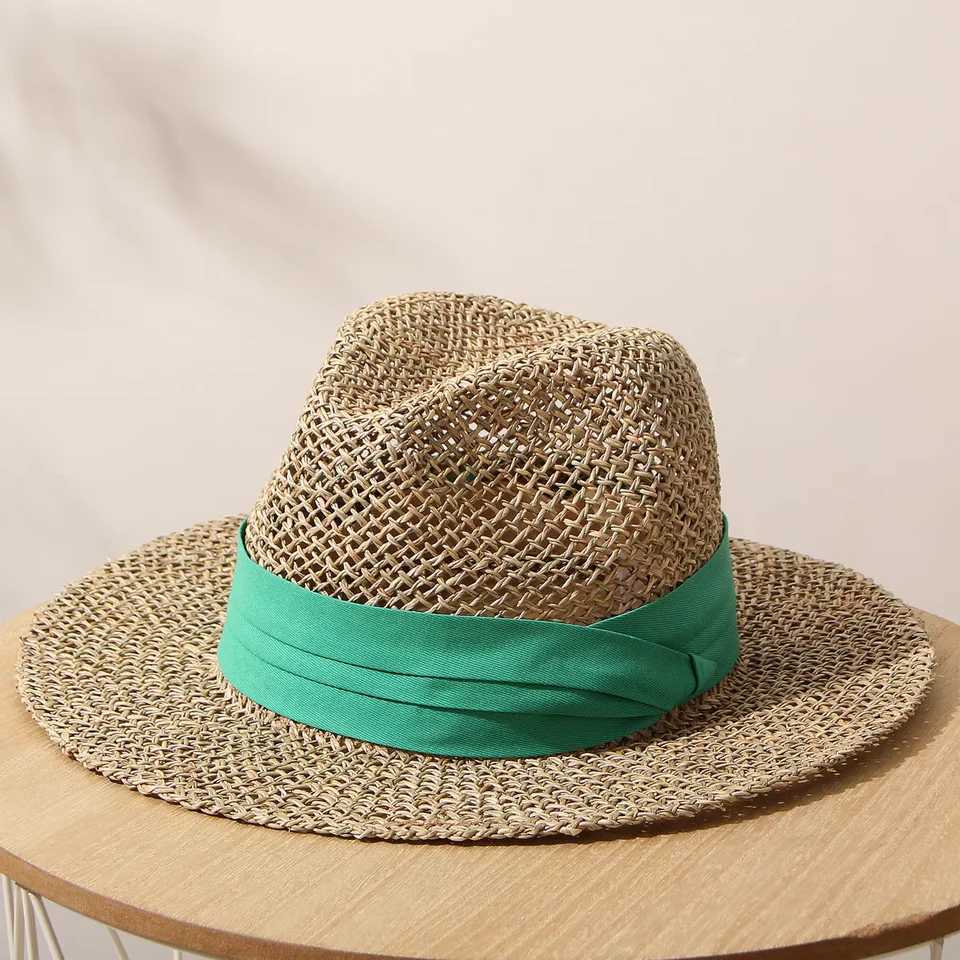 summer str hat for women ladies Luxury Sun hat Fedora summer hat beach hat French Panama hat Wide Brim men c colorful stripXJ250304