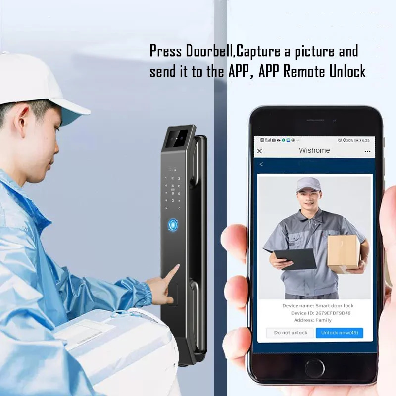 3D Face Recognition Unlock Digital Door Lock With Camera FIngerprint Password Unlock Keyless Electronic Door Lock 250303