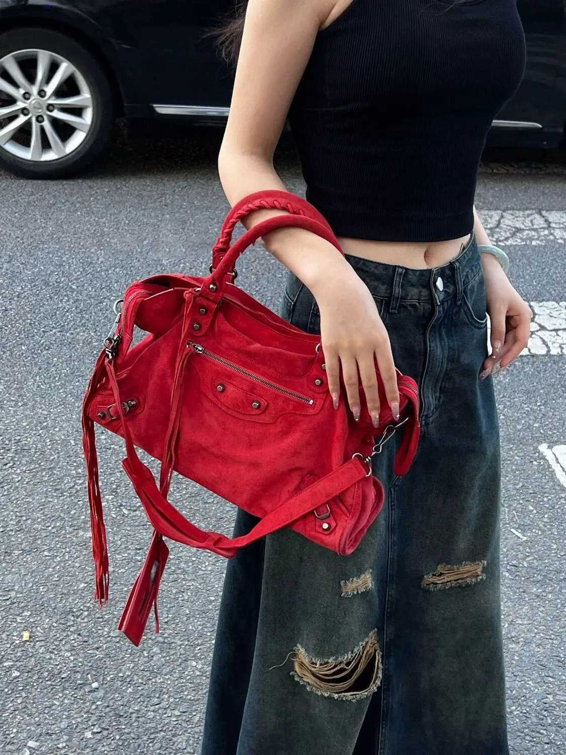 Women Bag Canvas Fashion 2024 New Fashion Red High-Capacity Shoulder Bag Pures and Bags Crossbody Girls Bag Z250303